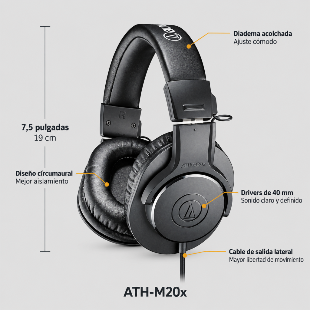 ATH M20x audifonos para podcast