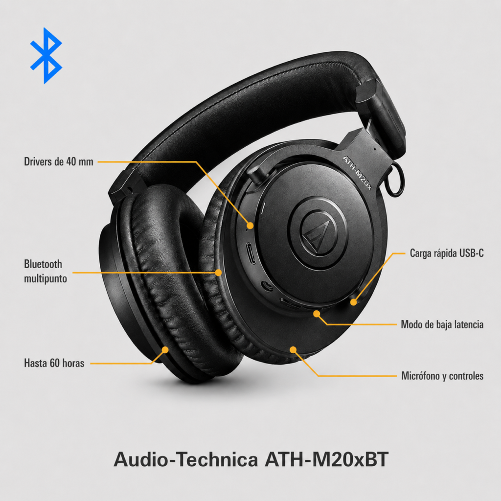 audio technica ath m2oxbt caracteristicas principales