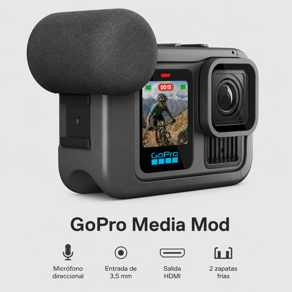 gopro media mod adaptador microfono