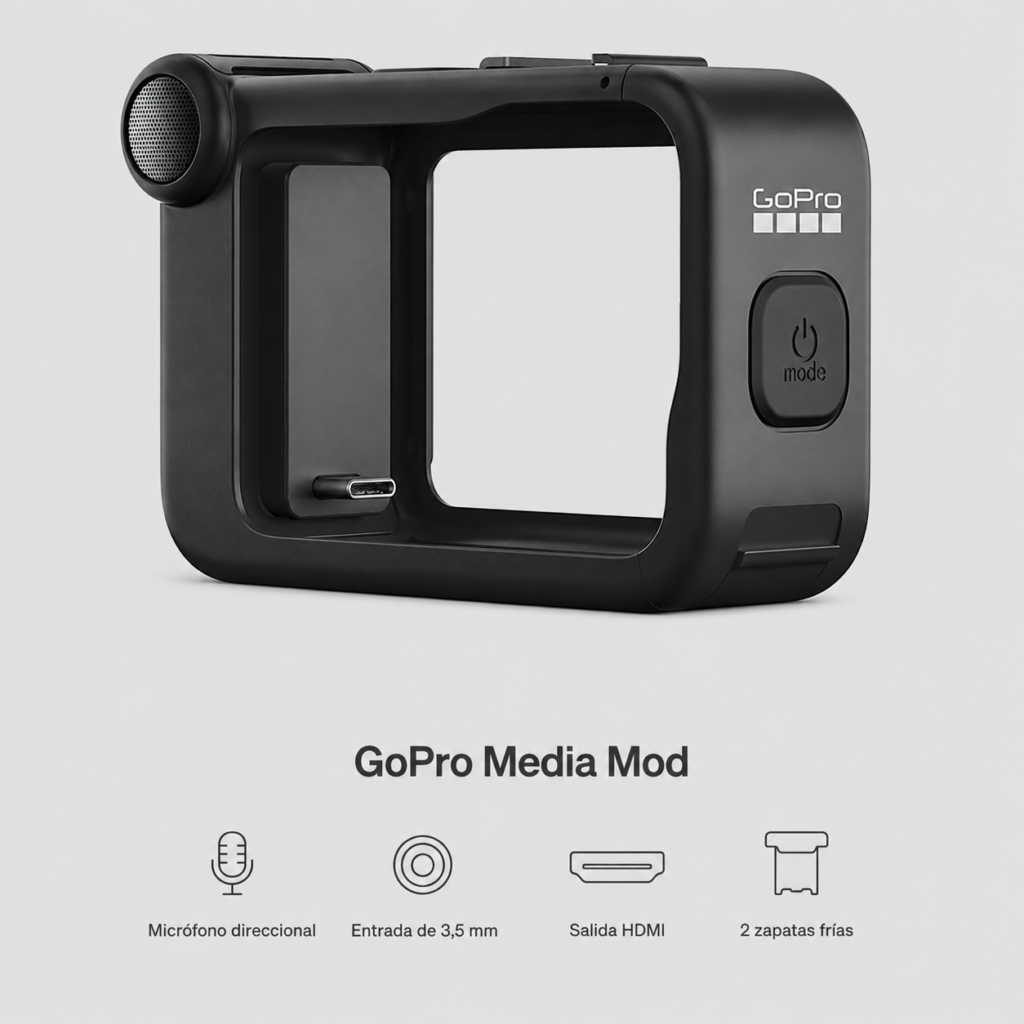 gopro media mod adaptador microfono completo
