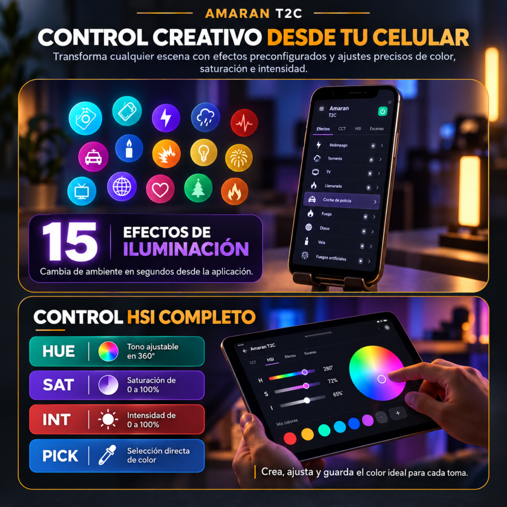 Amaran T2C luz led rgb caracteristicas