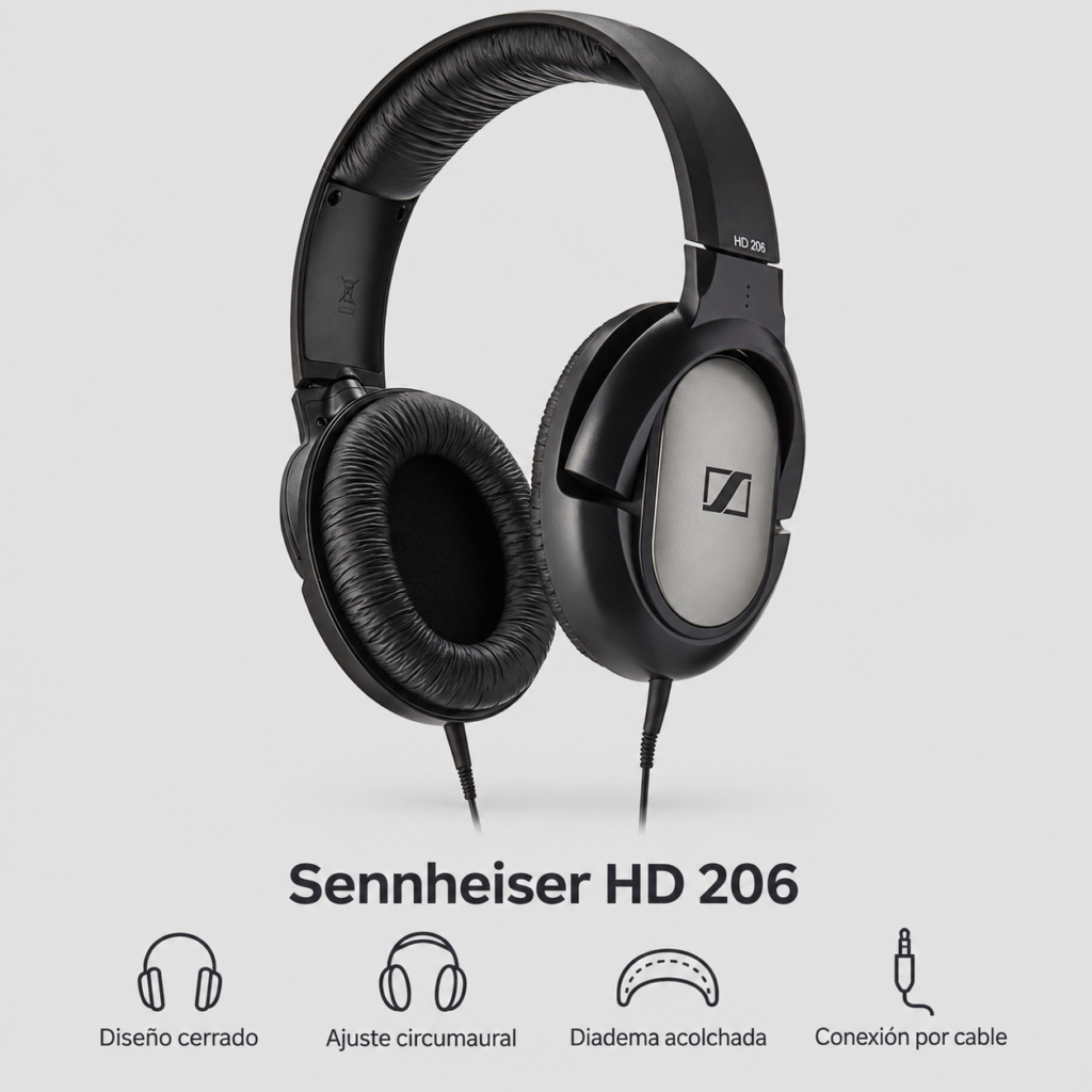 Sennheiser HD 206 audifonos para podcast