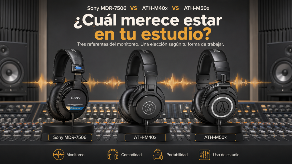 Sony MDR 7506 VS ATH M40x VS ATH M50x audifonos