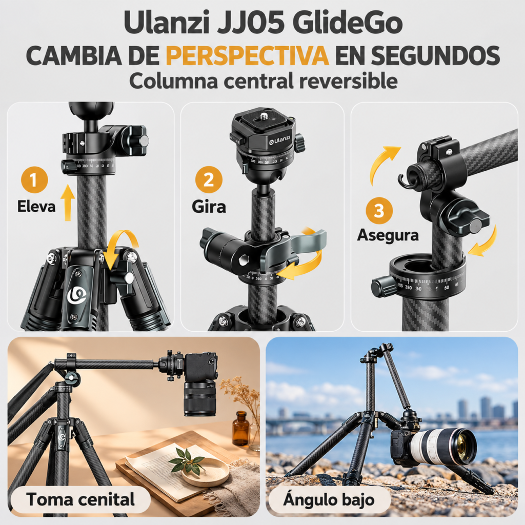 Ulanzi JJ05 GlideGo tripode cenital y angulo bajo