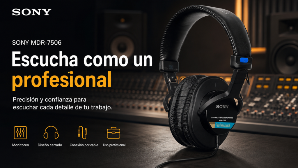 Sony MDR-7506: la reseña del clásico de broadcast que sigue vigente 2 audifono sony en unestudio de sonido