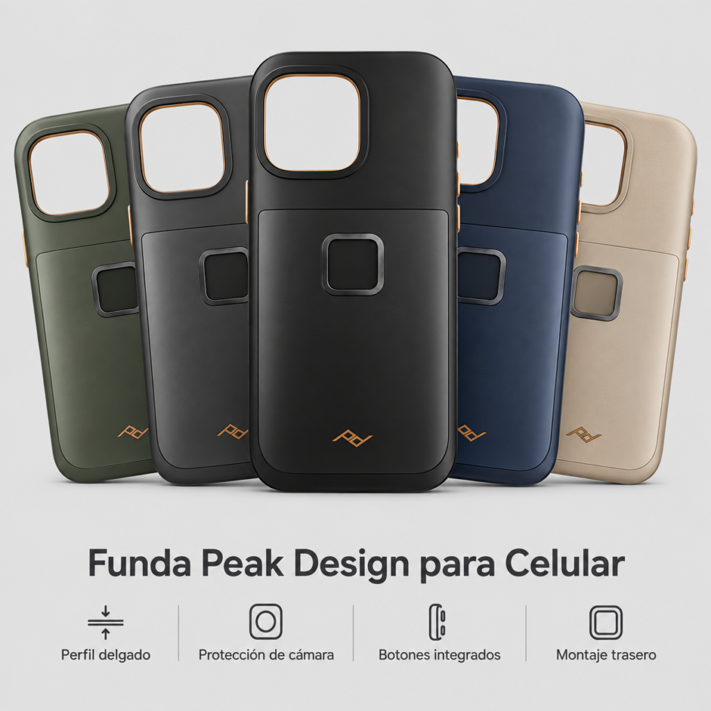 Cinco fundas Peak Design en abanico